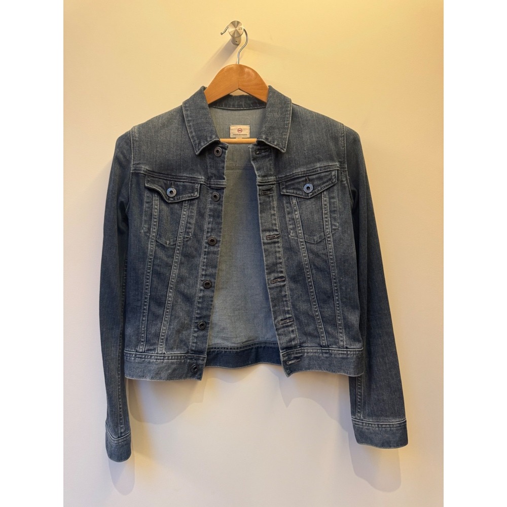 AG Adriano Goldschmied Denim Jacket Womens Size Small‎ Blue Soft Denim